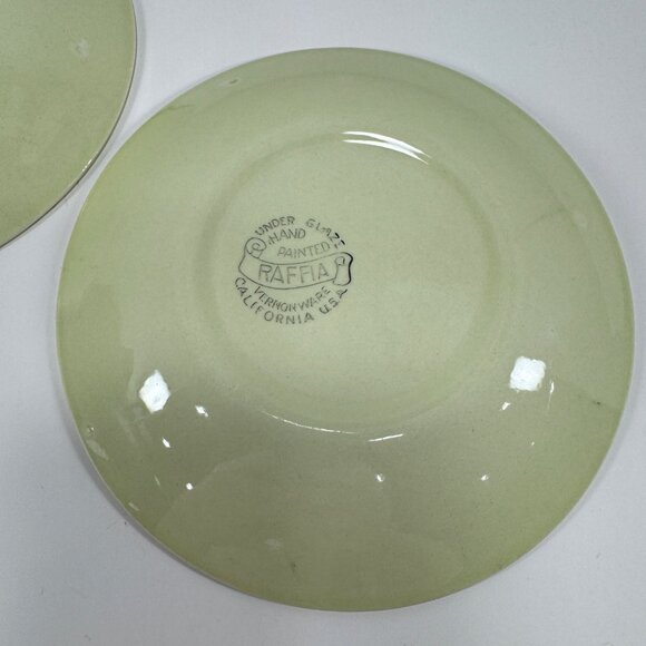 Vintage Vernon Ware Raffia Bread Appetizer Plate Green Brown Mid Century MCM - Picture 4 of 5